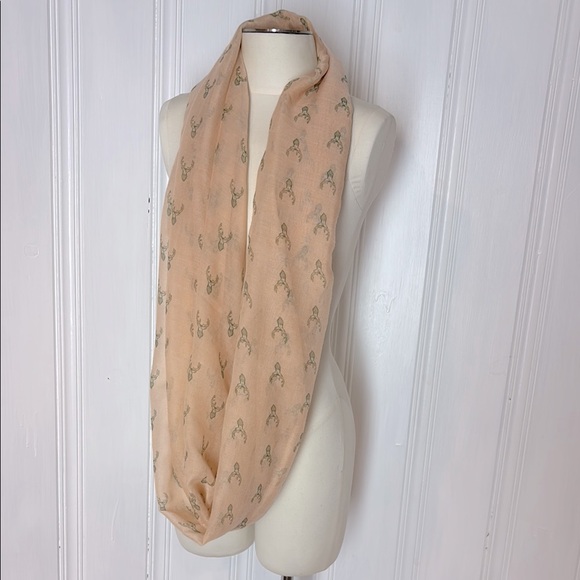 Cream Infinity Scarf with Subtle Pattern - Picture 1 of 3